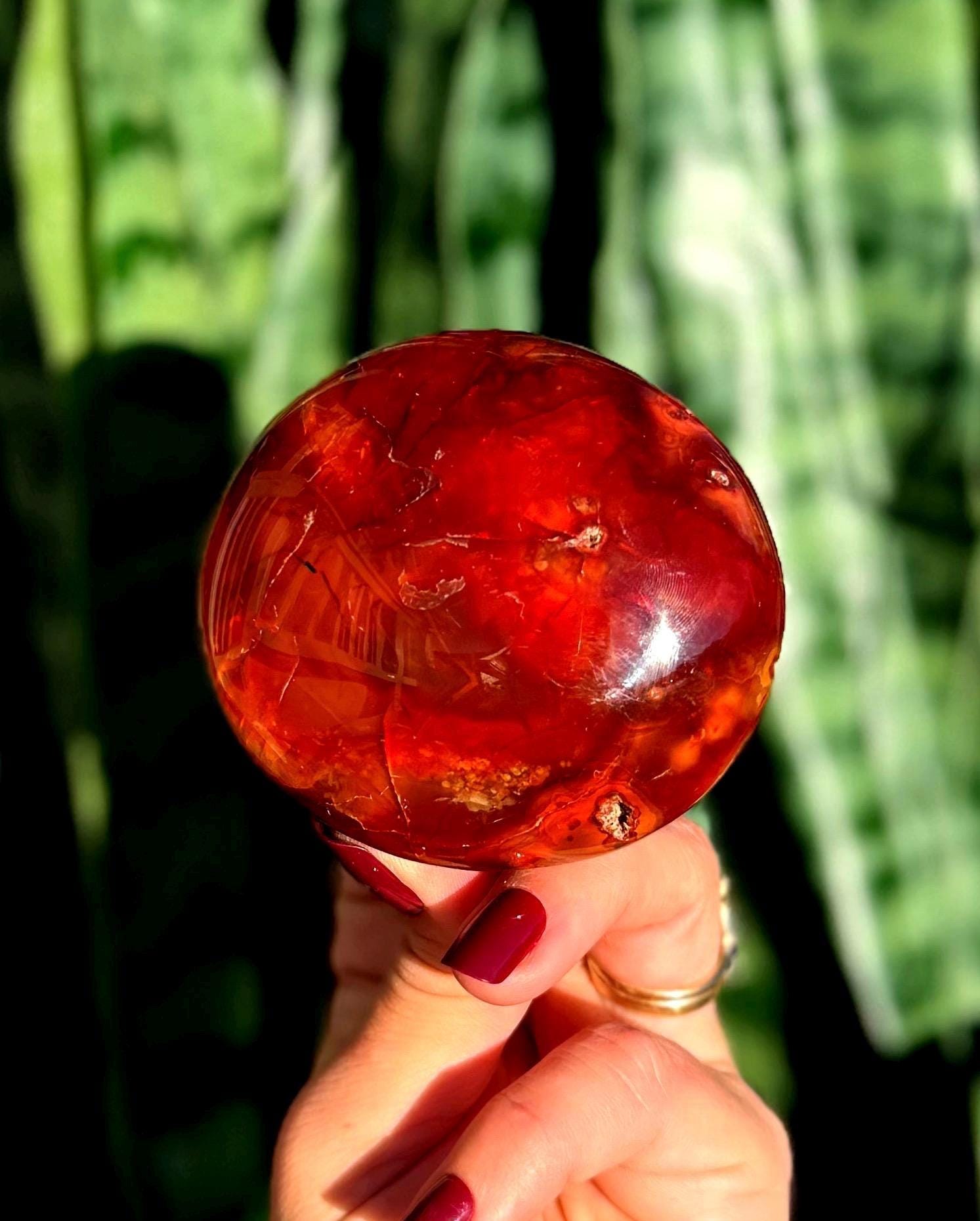 Large Carnelian Crystal Palm Stone - For Creative Energy & Passion- Sacral Chakra Crystal - Carnelian Crystal