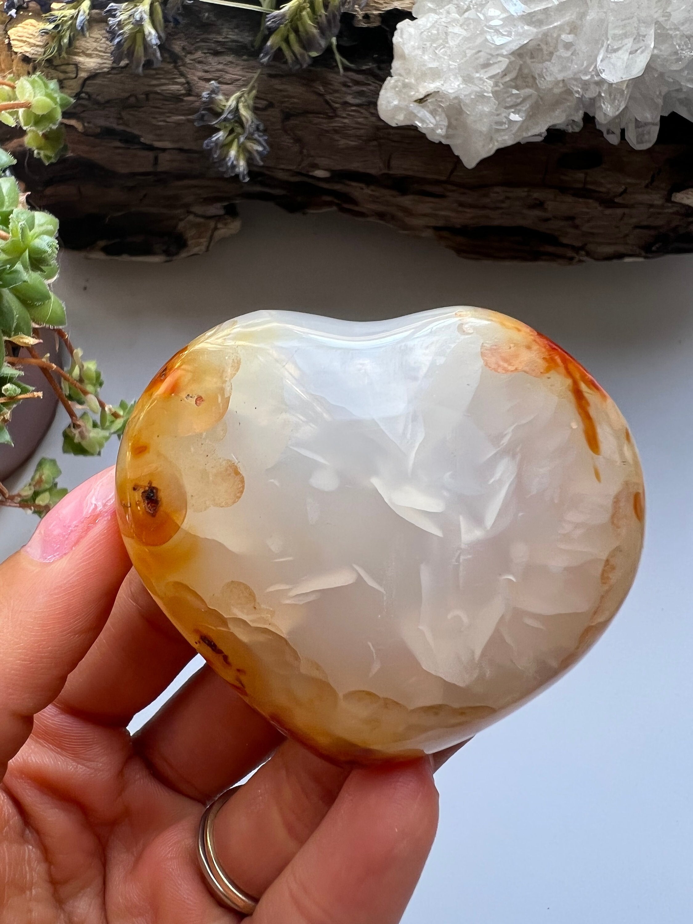 Large Carnelian Heart, Polished Crystal Stone