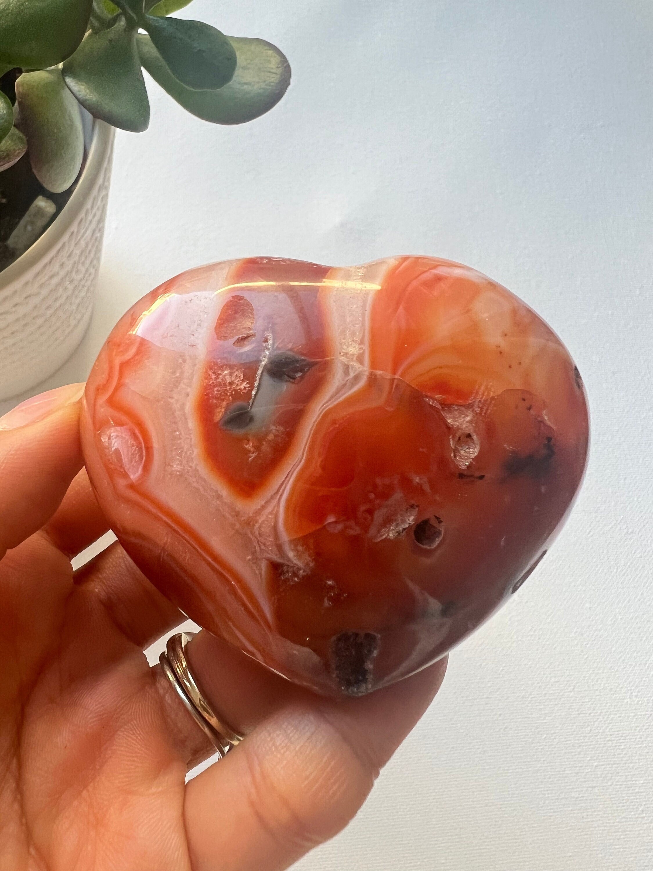 Large Carnelian Heart, Polished Crystal Healing Stone