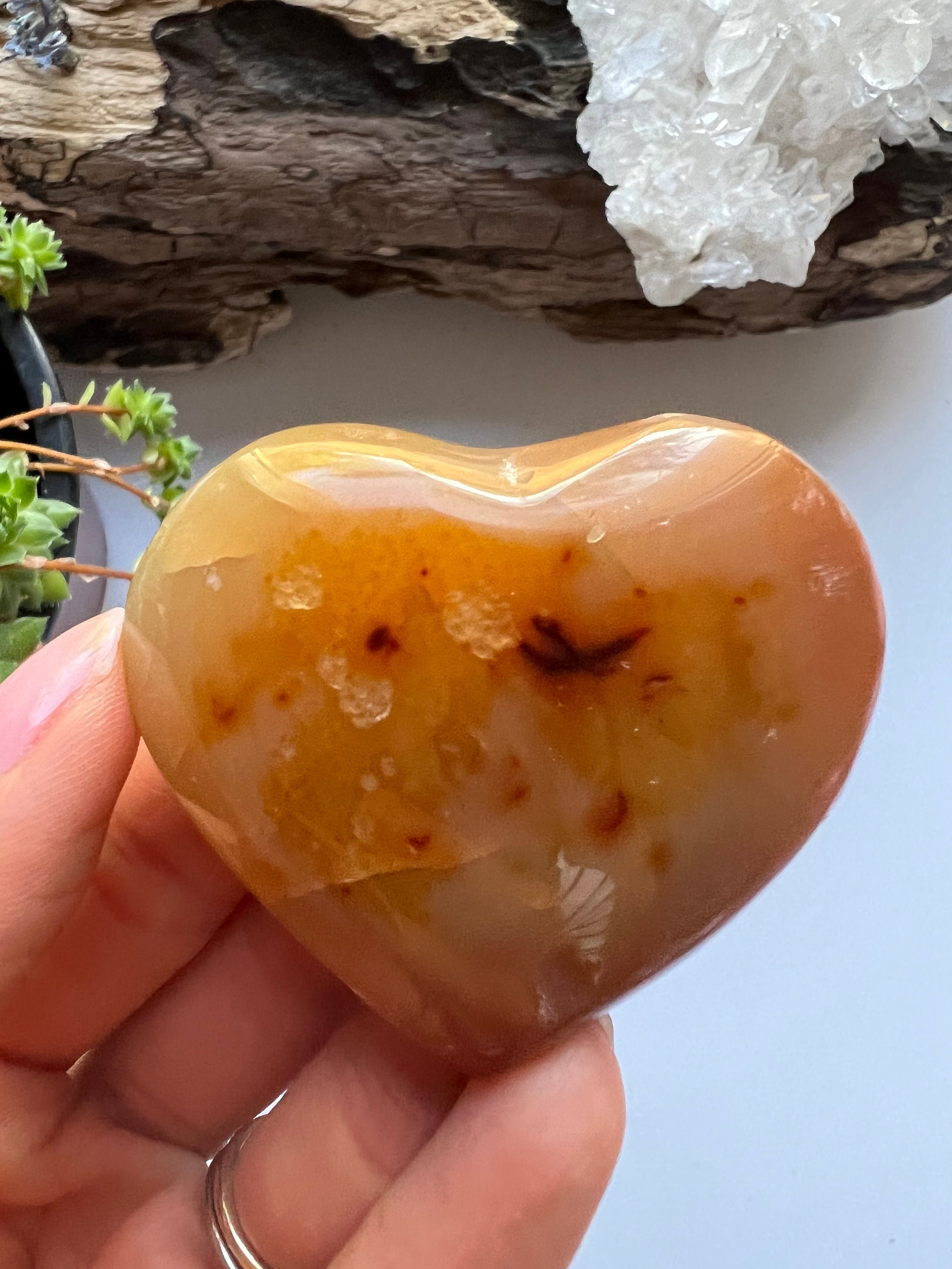 Large Carnelian Crystal Heart, Energizing Stone (4.5x5cm)