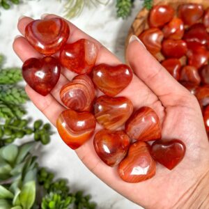 Carnelian Mini Heart | 1 In | - No. 205 (polished Red Crystal Carving, Sacral Chakra, Vitality)