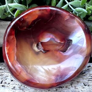 Mystical Carnelian Bowl From Madagascar With Druzy Caves