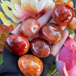 Carnelian, Carnelian Palm Stone, Qty. 1 Small Palm