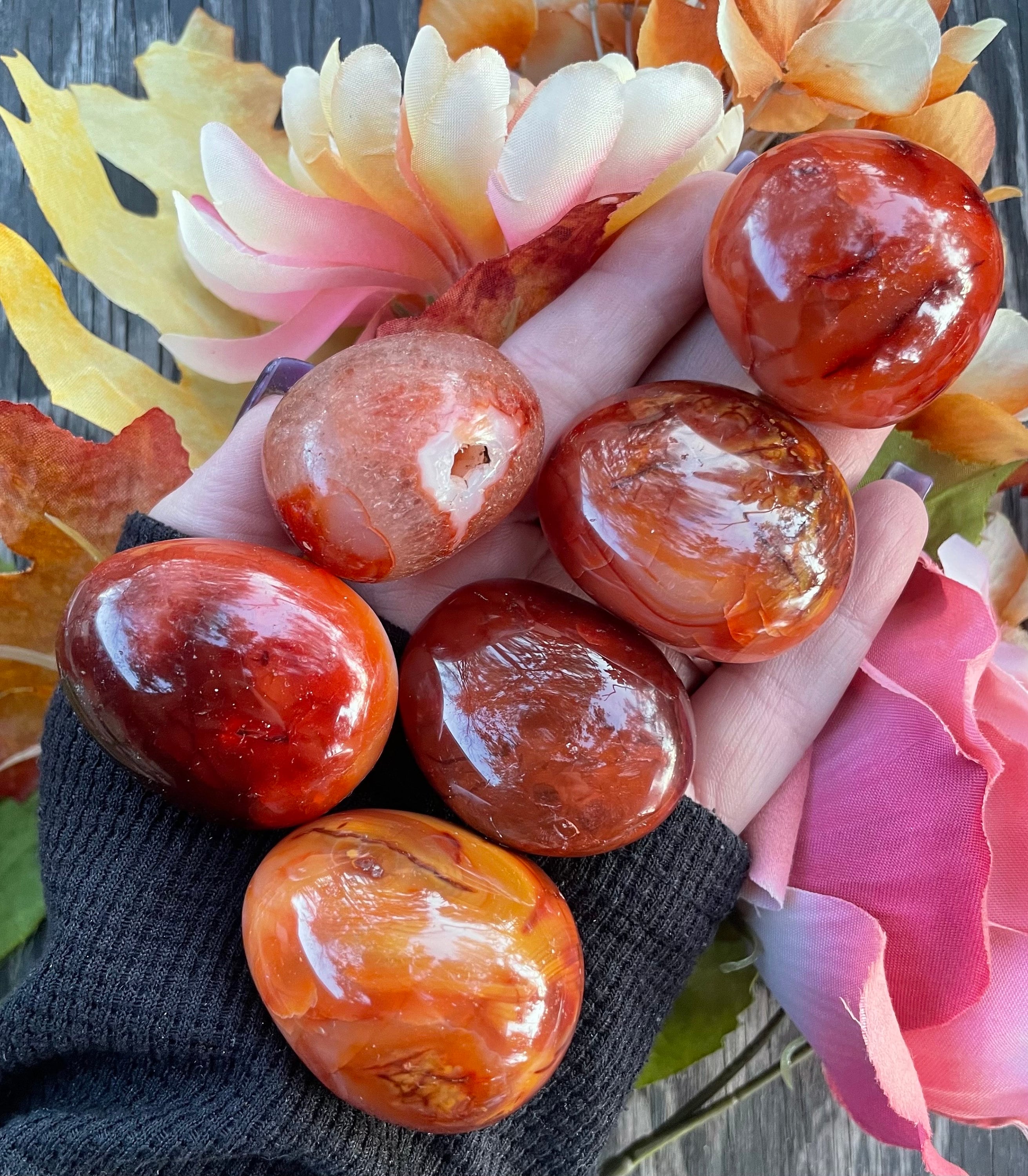 Carnelian, Carnelian Palm Stone, Qty. 1 Small Palm