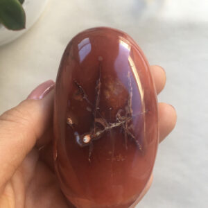 Polished Carnelian Palm Stone, Healing Crystal, Chakra Stone