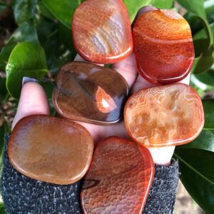 Carnelian, Snakeskin Carnelian Palm Stone, Qty. (1) Flat