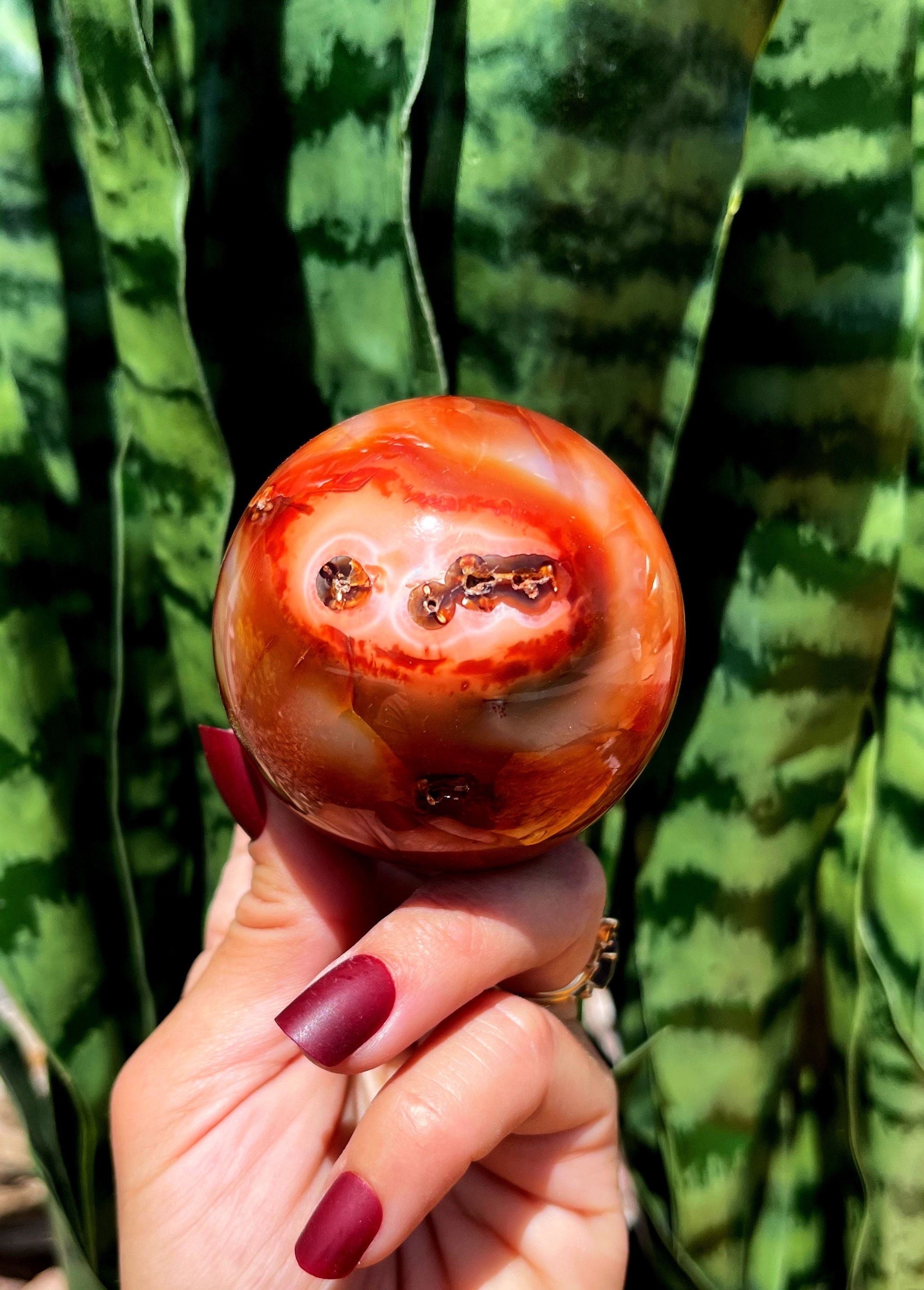 Carnelian Sphere W / Stand For Creative Energy, Passion & Protection - Carnelian Crystal - Healing Crystal - Crystal Ball - Crystal Sphere