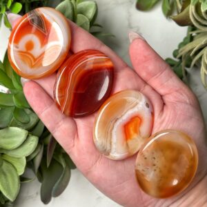 Carnelian Calming Stones | 38mm | - No. 346 (red Orange Pocket Worry Crystal, Sacral Chakra, Creativity)