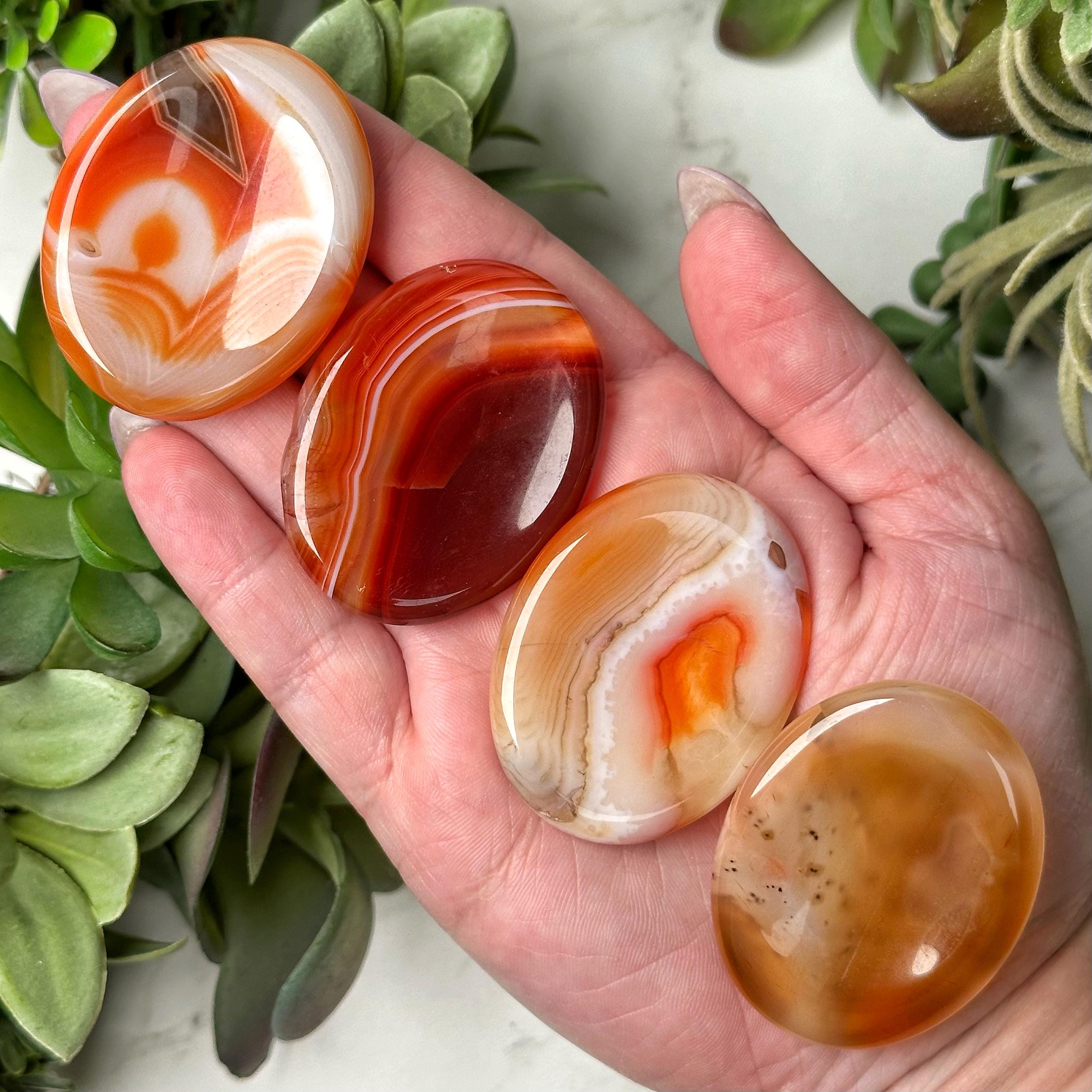 Carnelian Calming Stones | 38mm | - No. 346 (red Orange Pocket Worry Crystal, Sacral Chakra, Creativity)