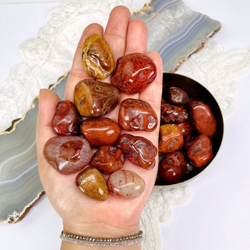 1 Lb Carnelian Tumbled Stones – Polished Orange Gemstones, Jewelry Supplies