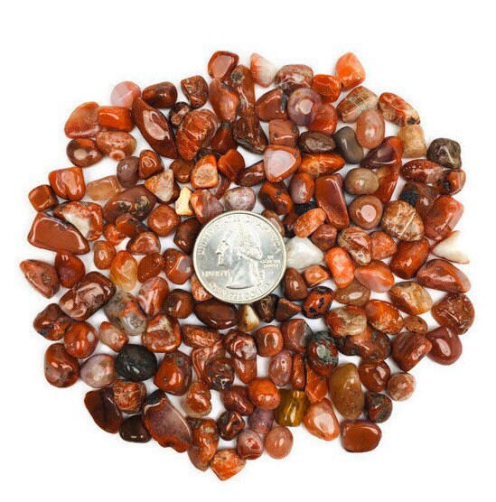 100g Carnelian Crystal Chips: Tumbled Polished Gravel (5-9 Mm)
