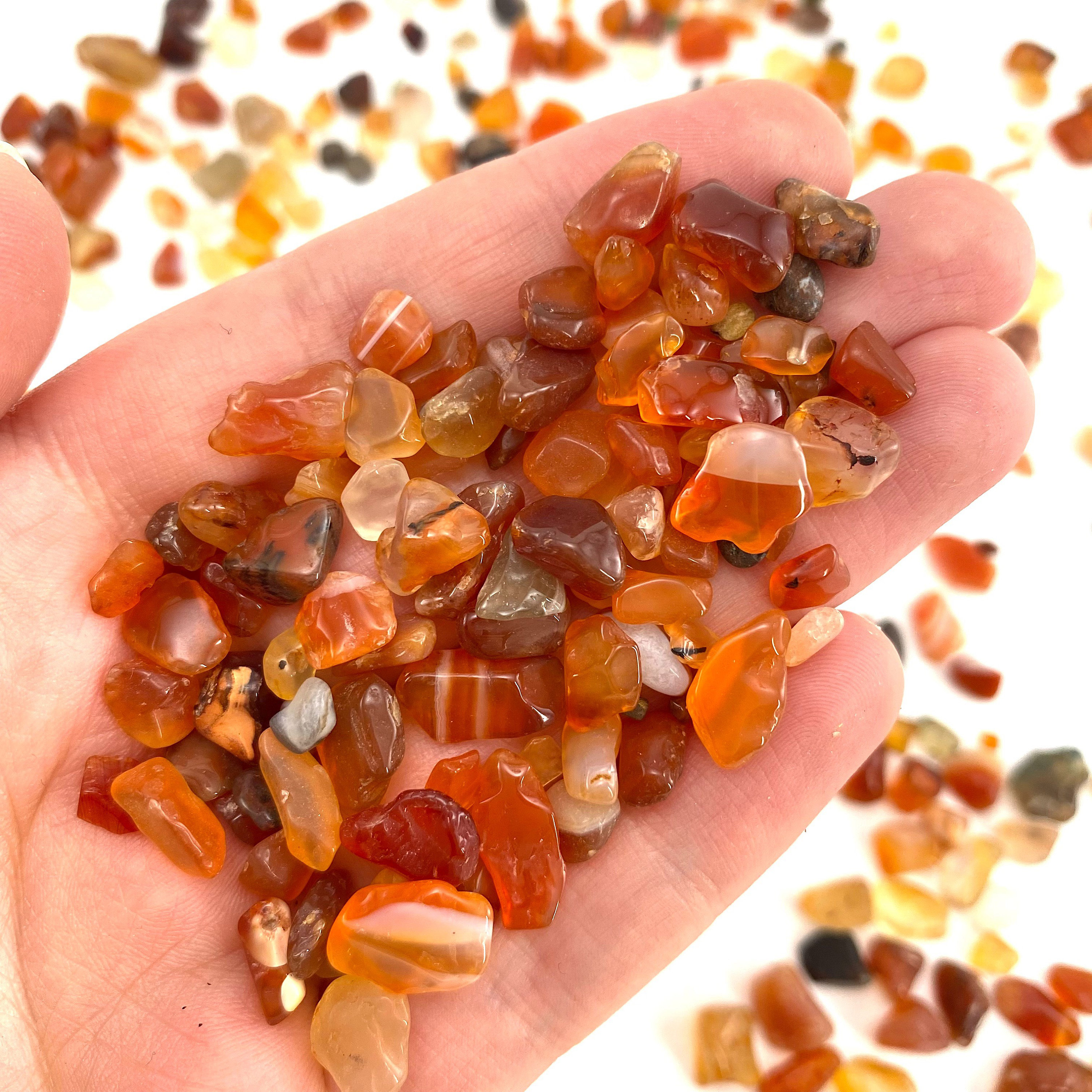 20g Red Carnelian Mini Tumbled Stones | Crystal Chips (2-10mm)