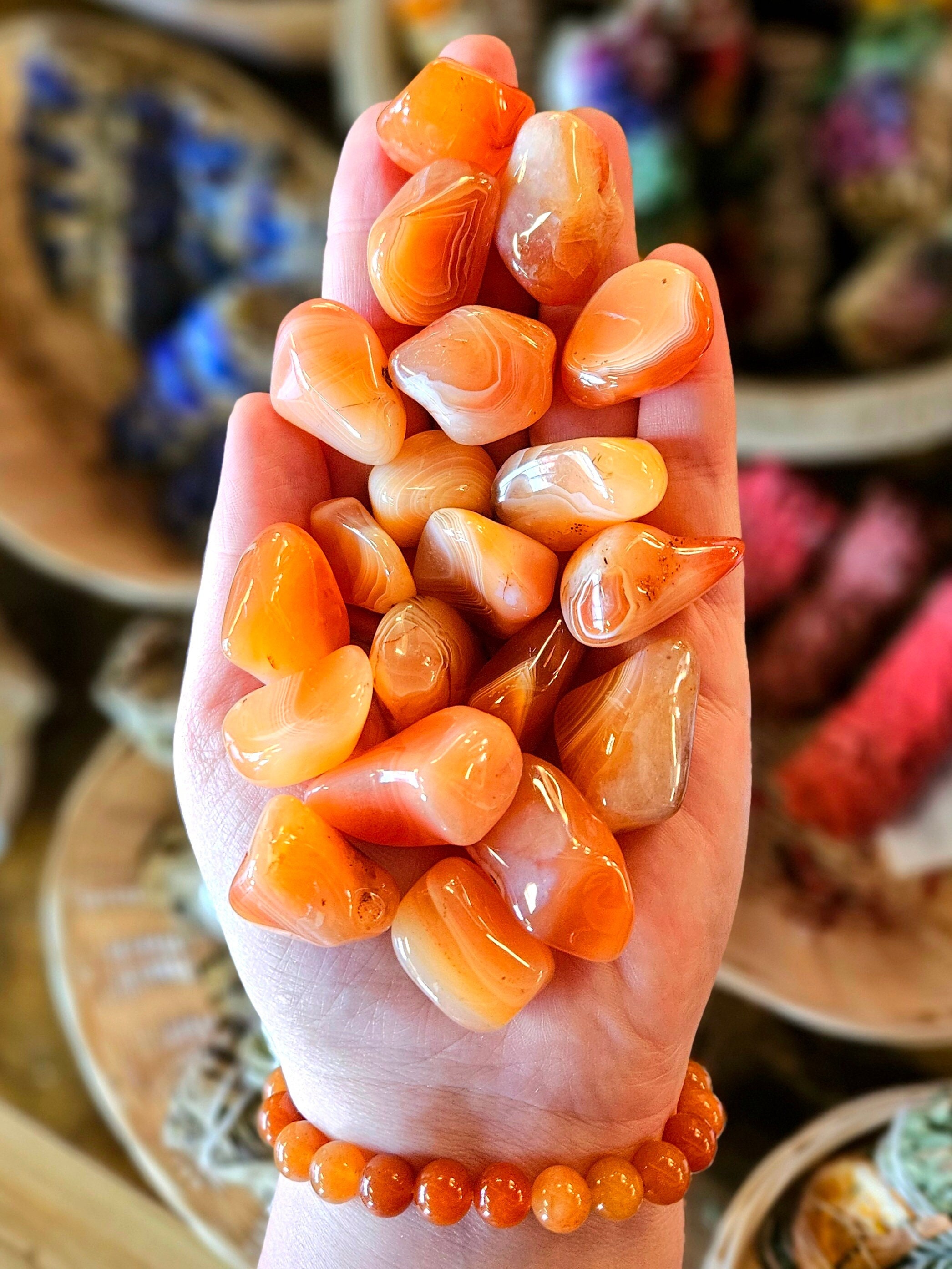 Carnelian Banded Tumbled Stone, One, Large, Gemstone, Feng Shui, Reiki, Crystal Healing, Rock Hound, Reiki, Crystal Healing, Chakra Stone