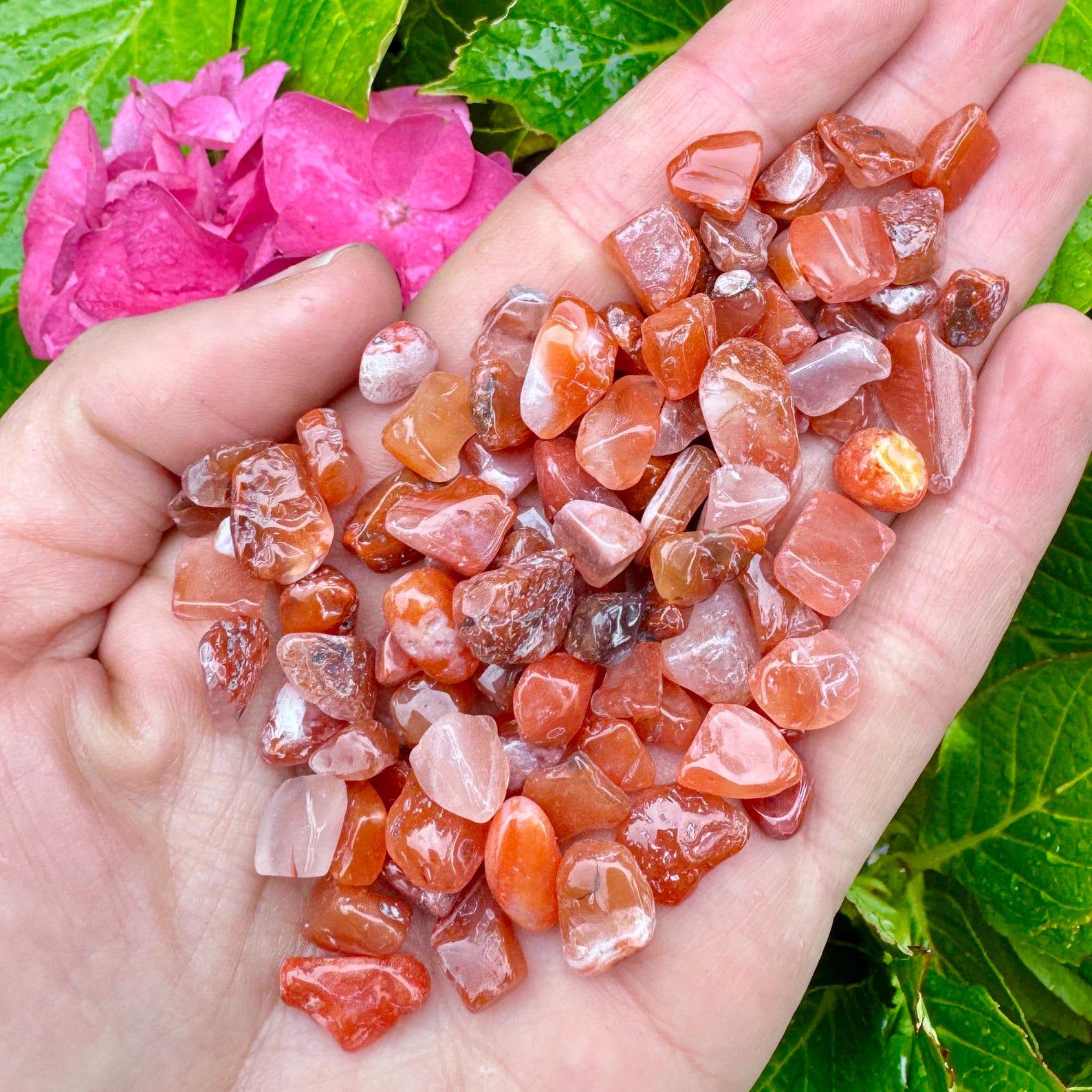 Carnelian Chips Mini Tumble 5-10mm Orange Gems Resin Craft Witchy Spell Potion Bottle Crystal Stones Tumbled Chips Undrilled Rock Uk