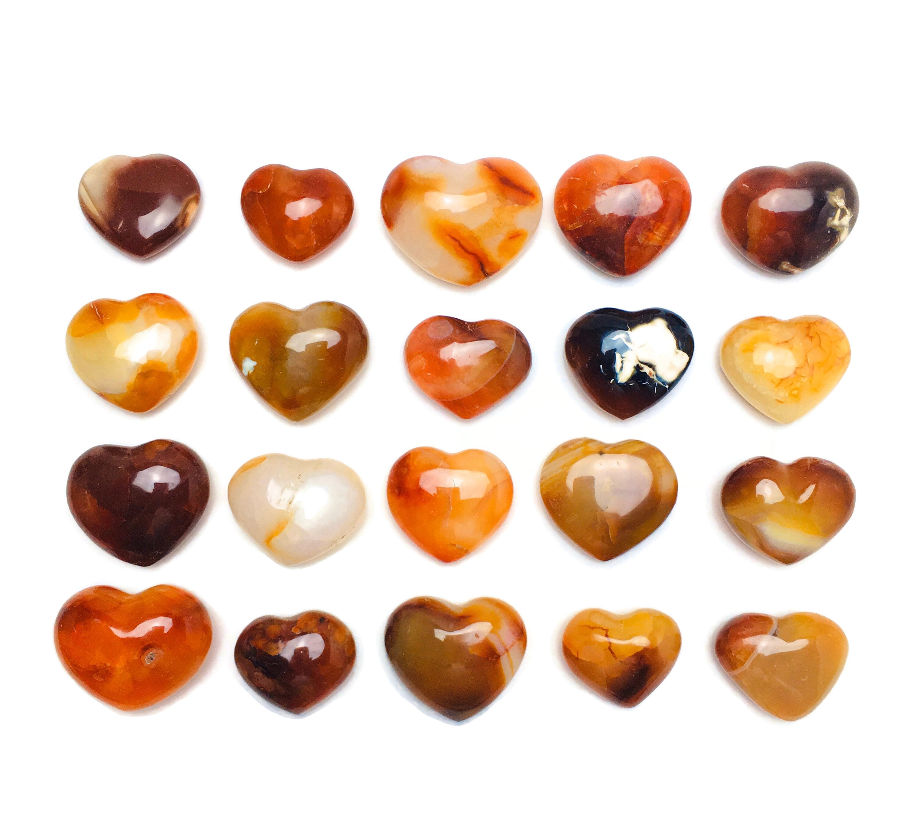 Carnelian Heart: Polished Tumbled Crystal Stone (18-30mm)