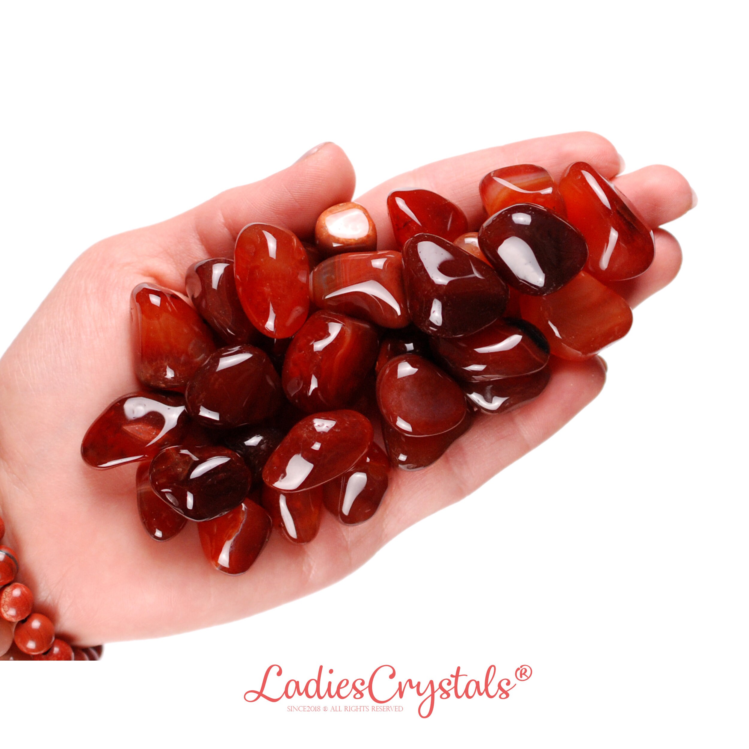 Set Of 3 Dark Carnelian Stones, Natural Vitality And Power, Altar Ritual Gem