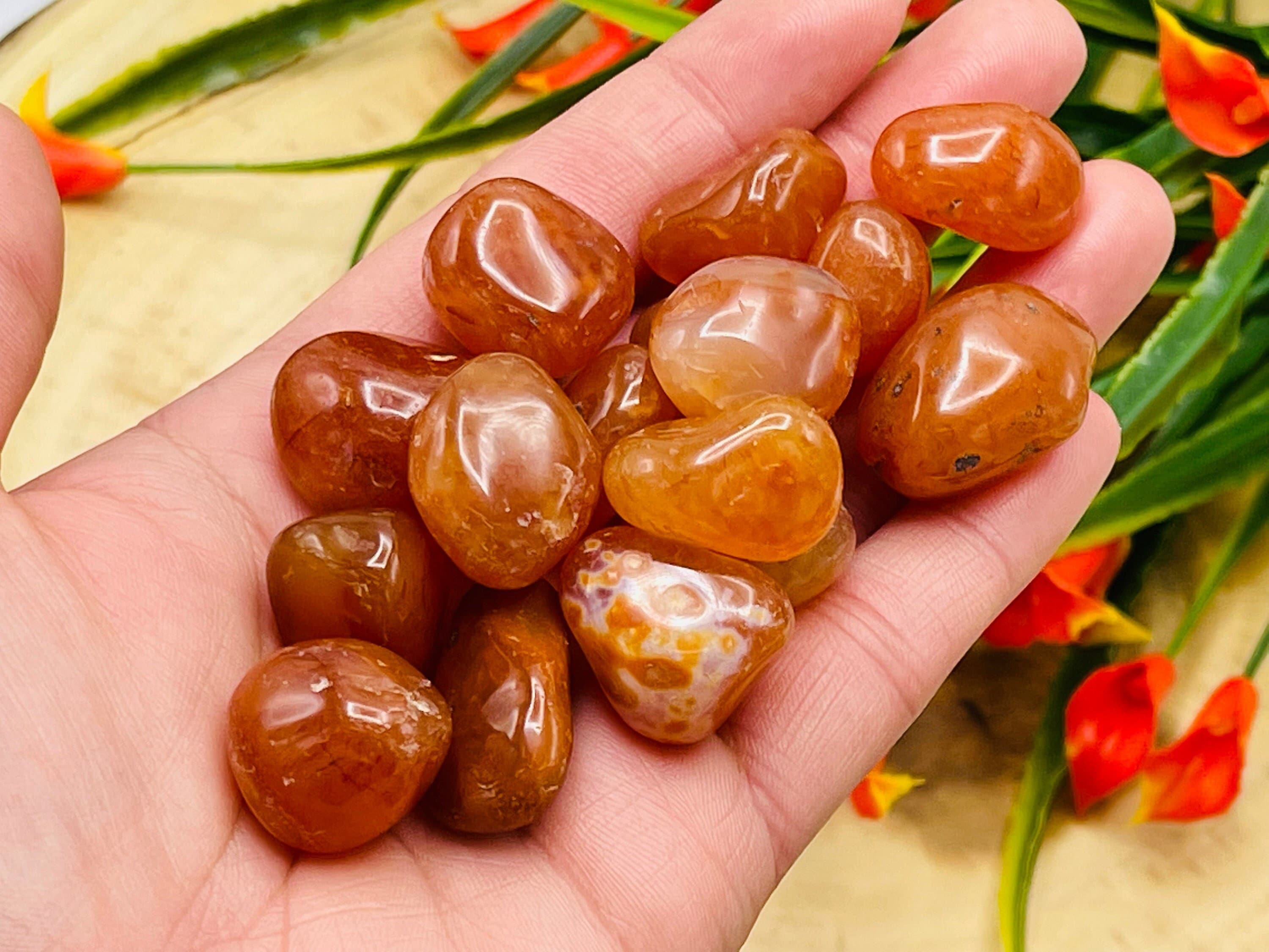 Carnelian Tumbled Stone, Red Crystal Pocket Stone, Healing