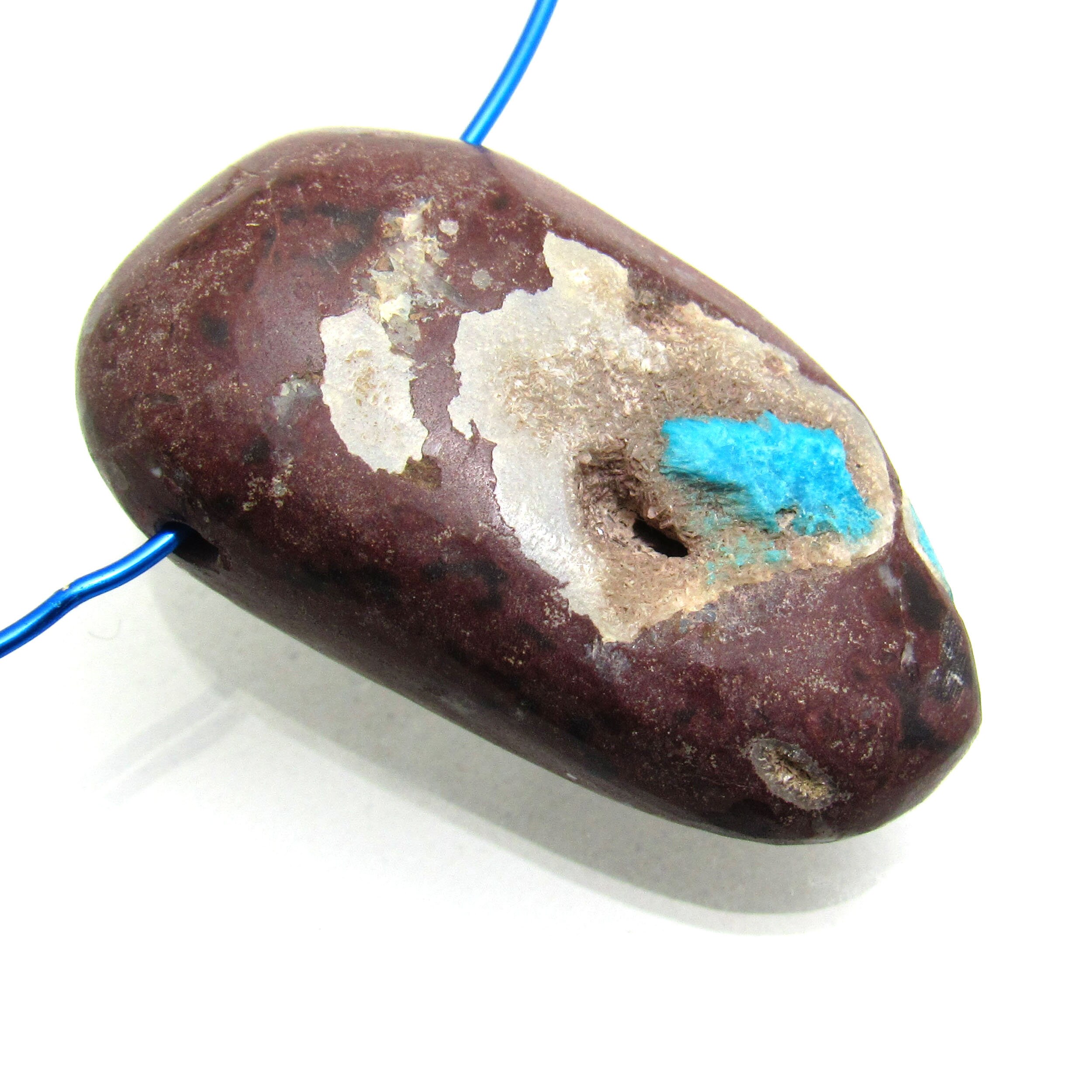 67.19 Carats Cavansite Bead Pentagonite Crystal Druzy Focal Pendant Jewelry Necklace Stringing Beadwork Unique Unusual Rare New Gemstone