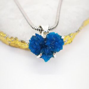 Raw Cavansite Pendant: 925 Sterling Silver Healing Crystal Jewelry