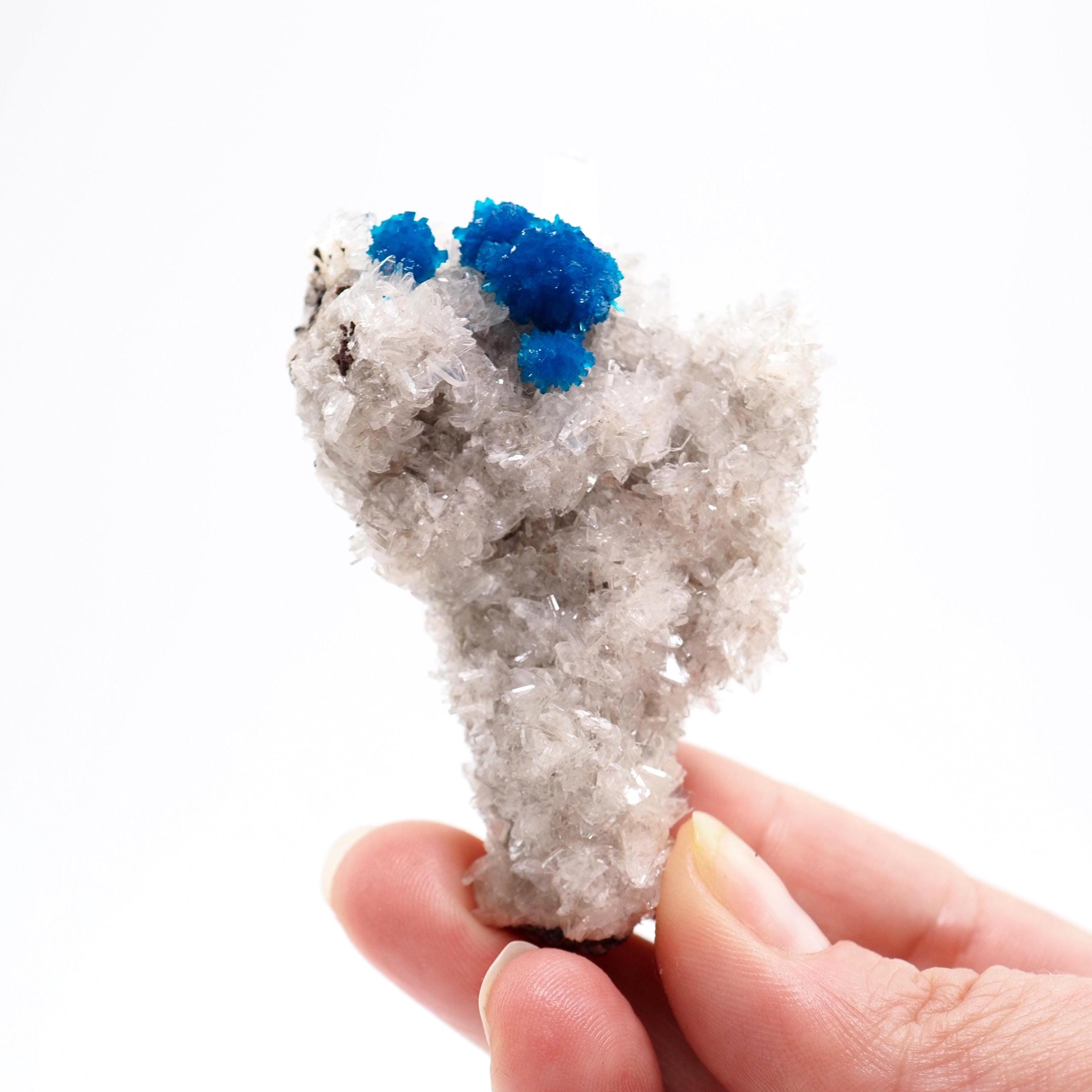 Cavansite Crystals On Heulandite India Mineral Specimen