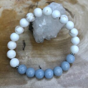 Angelite Celestite & Buffalo Turquoise Bracelet! Premium Beads Chakra Healing Bracelet Natural Healing Jewelry Meditation Metaphysical Yoga