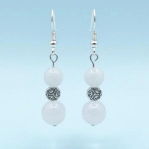 Celestine Dangle Beaded Earrings, Celestite beaded jewelry, Summer Style, Date Night