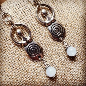 Celestite Earrings - Celestine Earrings - Goddess Hera Earrings - Celestite Goddess Earrings - Celestine Goddess Earrings - Nut Earrings