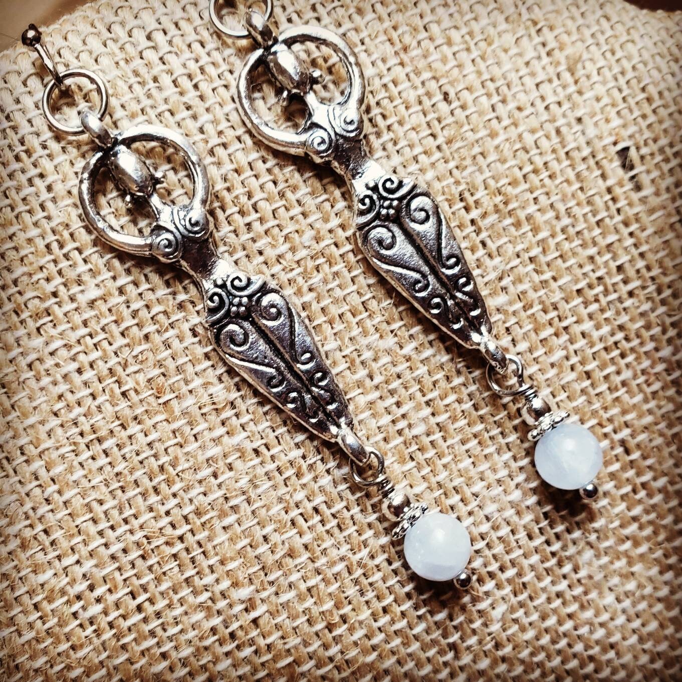 Celestite Earrings - Celestine Earrings - Celestite Goddess Earrings - Celestine Goddess Earrings - Hera Earrings - Nut Earrings - Astarte