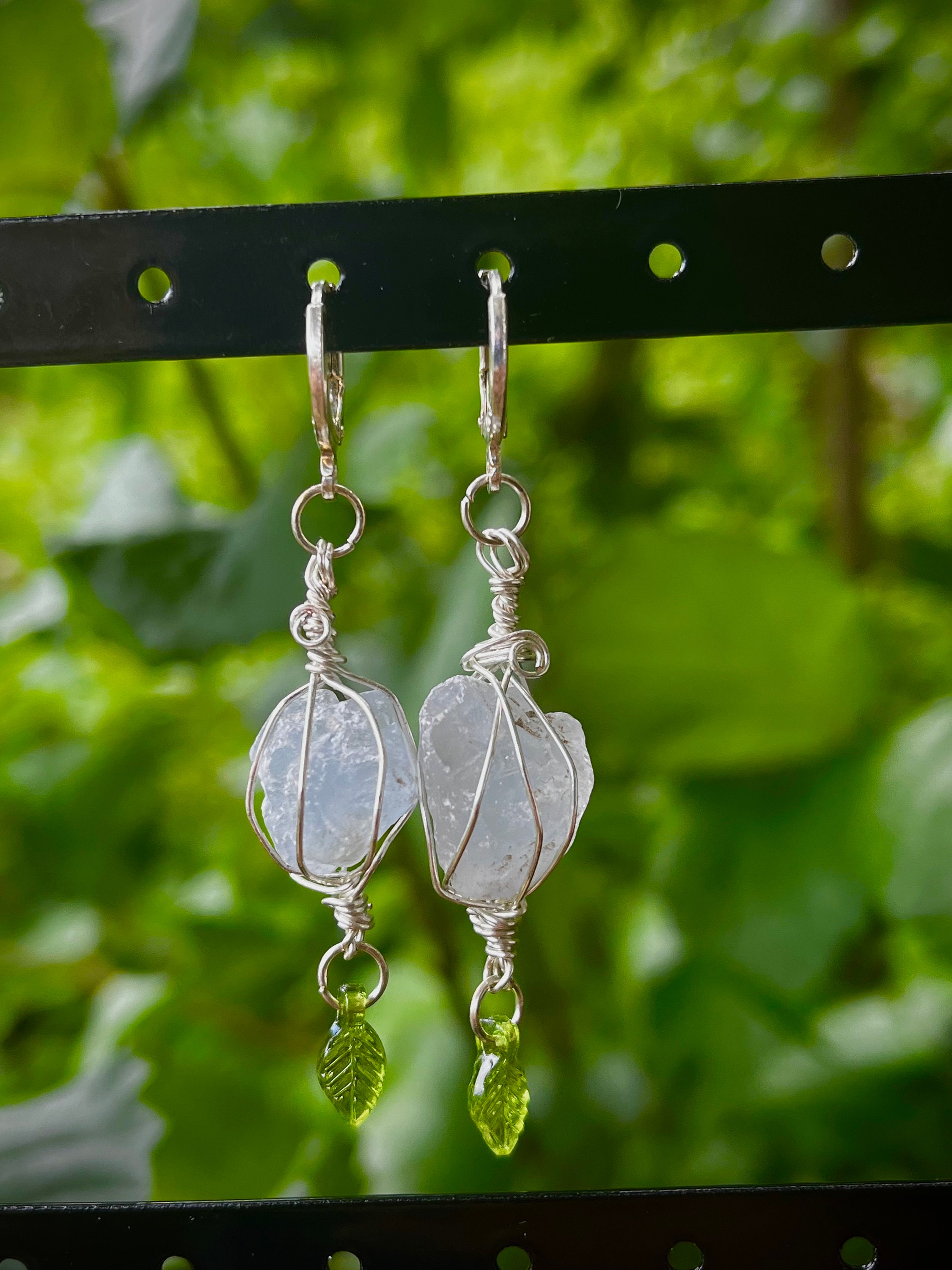 Celestite Crystal Huggie Earrings, Gemstone Jewlery, Witchy, Crystals, Fairycore, Cottagecore, Drop Earrings, Gifts For Her