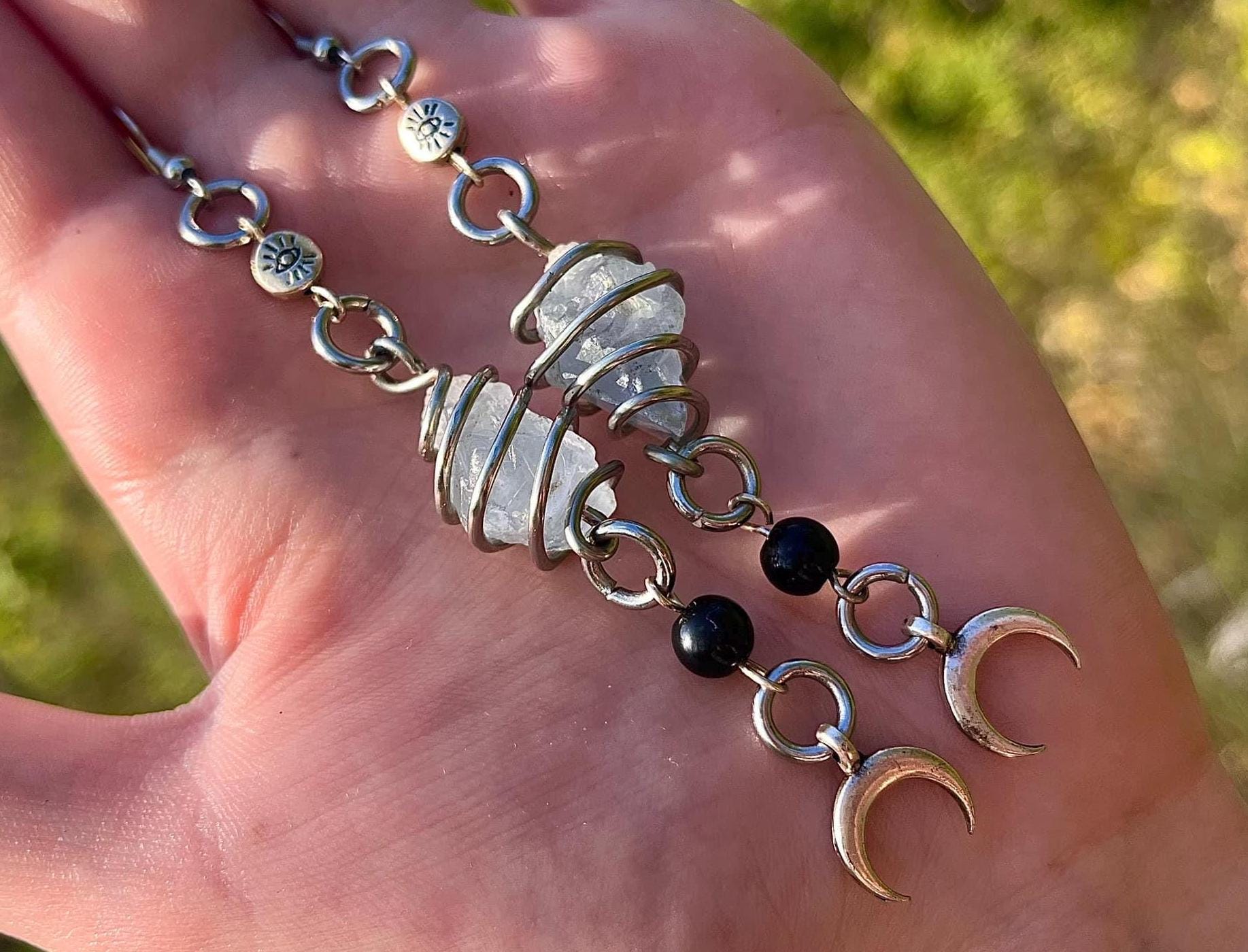 Celestite Moon Goddess Earrings