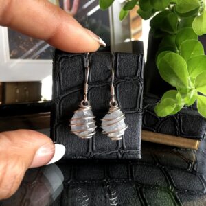 Raw Celestite Earrings: Wire Wrapped Crystal Jewelry Gift