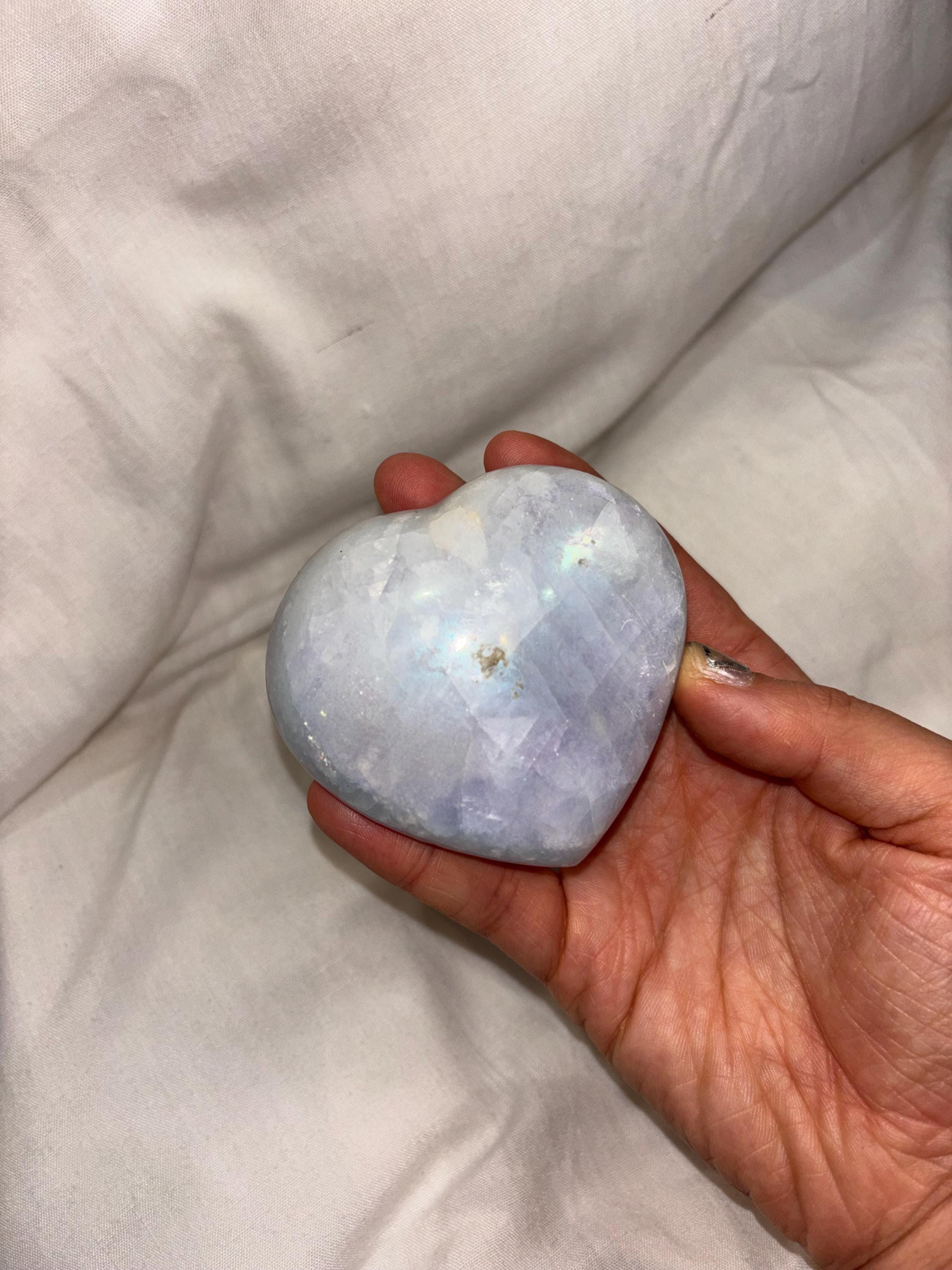 Celestite Heart - Polished Crystal - 96g - Approx. 7.5cm