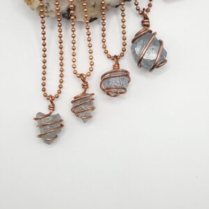 Raw Celestite Necklace In Copper: Calm & Spiritual Connection Crystal Raw Celestite Necklace In Copper: Calm & Spiritual Connection Crystal