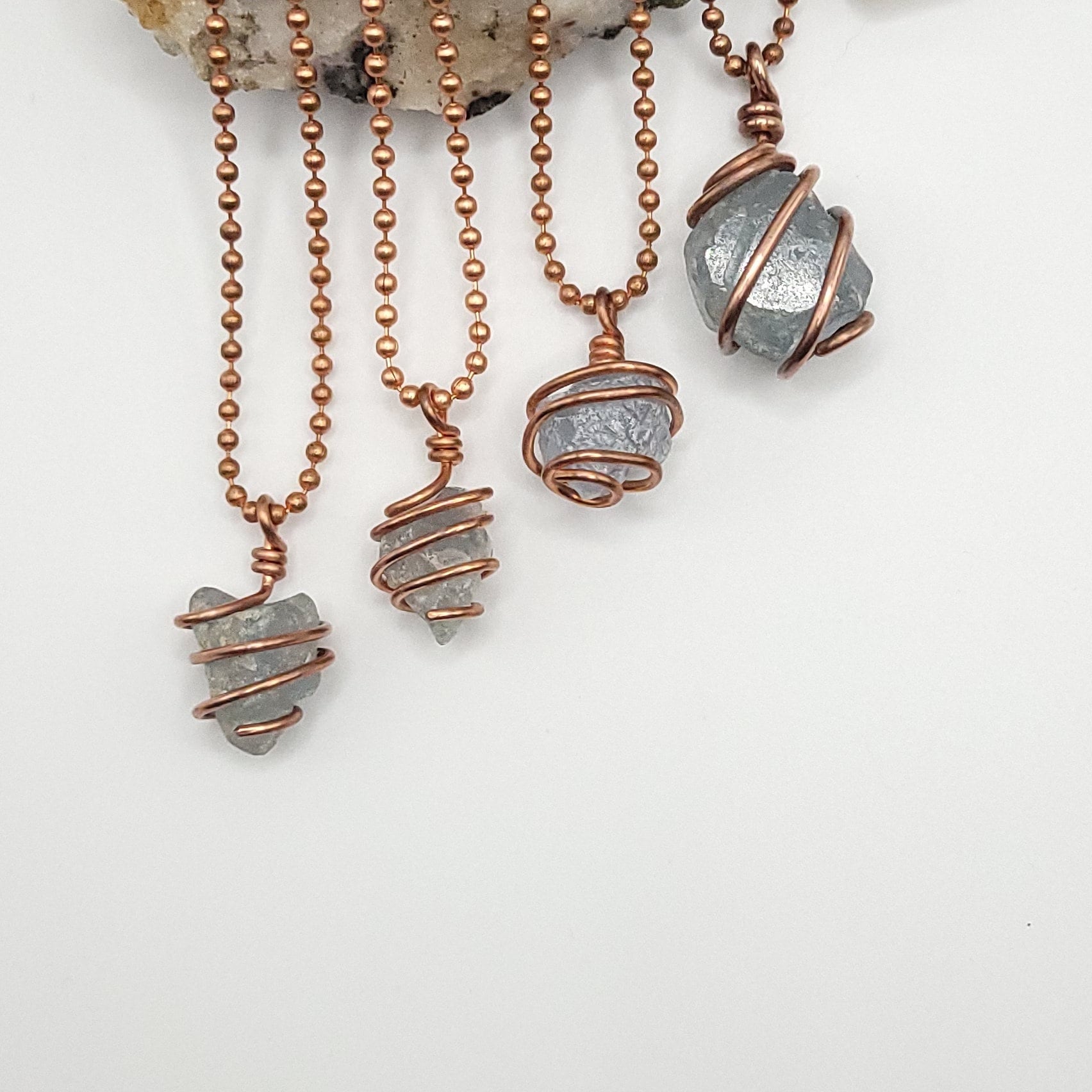 Raw Celestite Necklace In Copper: Calm & Spiritual Connection Crystal