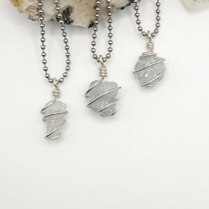 Raw Celestite Necklace In Silver: Calm & Spiritual Connection Crystal Raw Celestite Necklace In Silver: Calm & Spiritual Connection Crystal