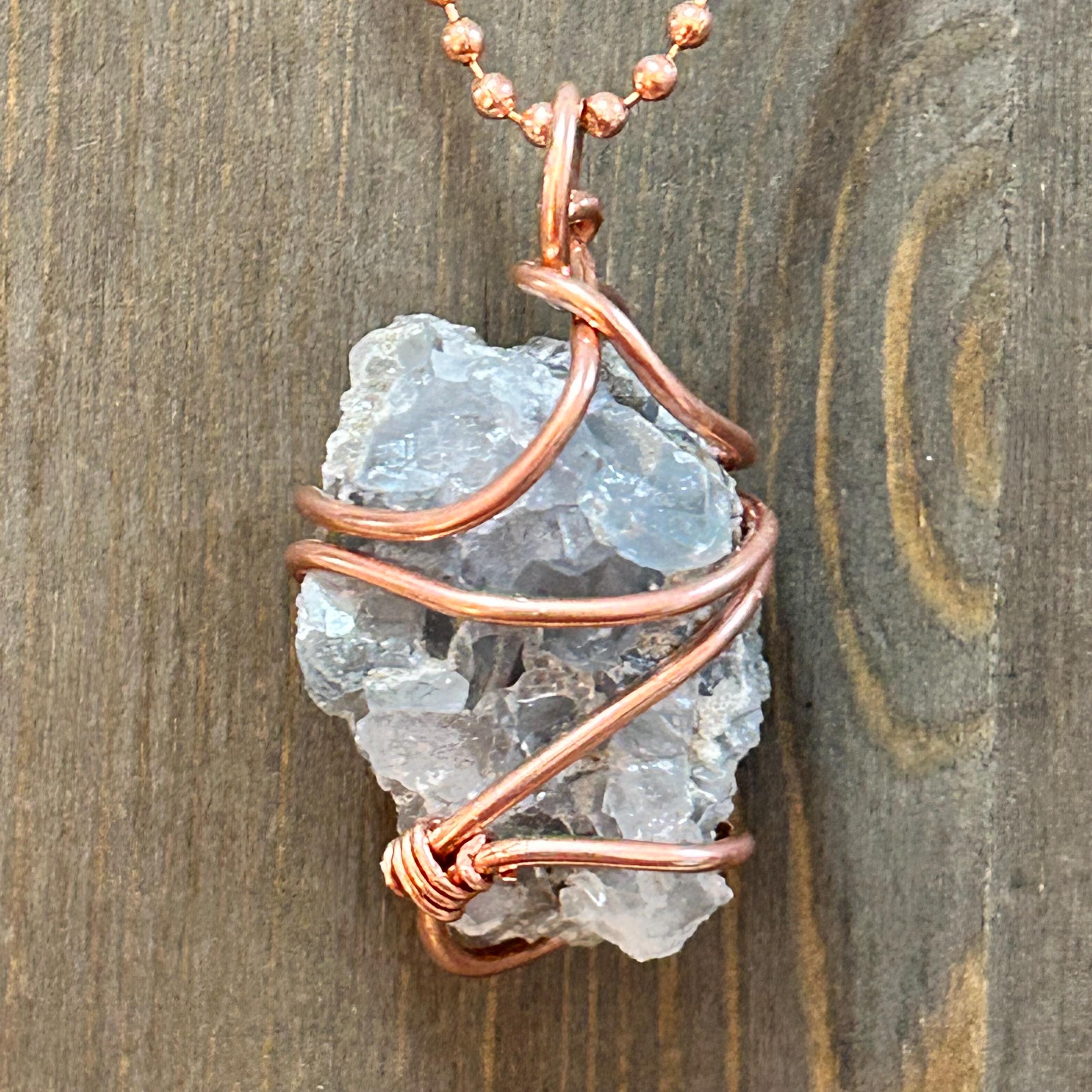 Celestite Necklace Wire Wrapped  Celestite Pendant Handmade Crystal Jewelry Gift