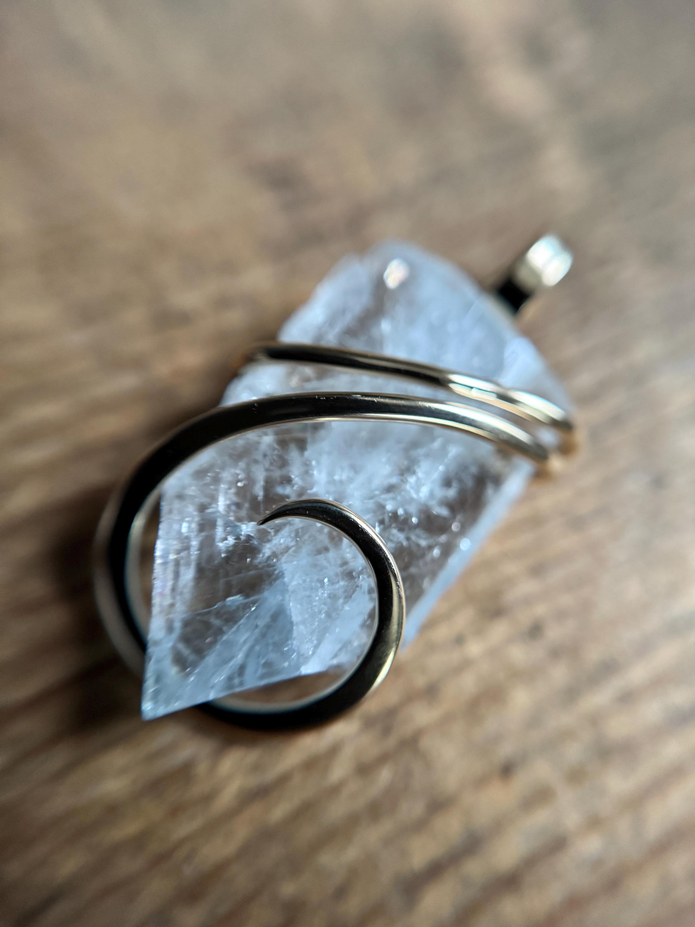 Blue Celestite Crystal In 14k Gold Pendant Blue Celestite Crystal In 14k Gold Pendant