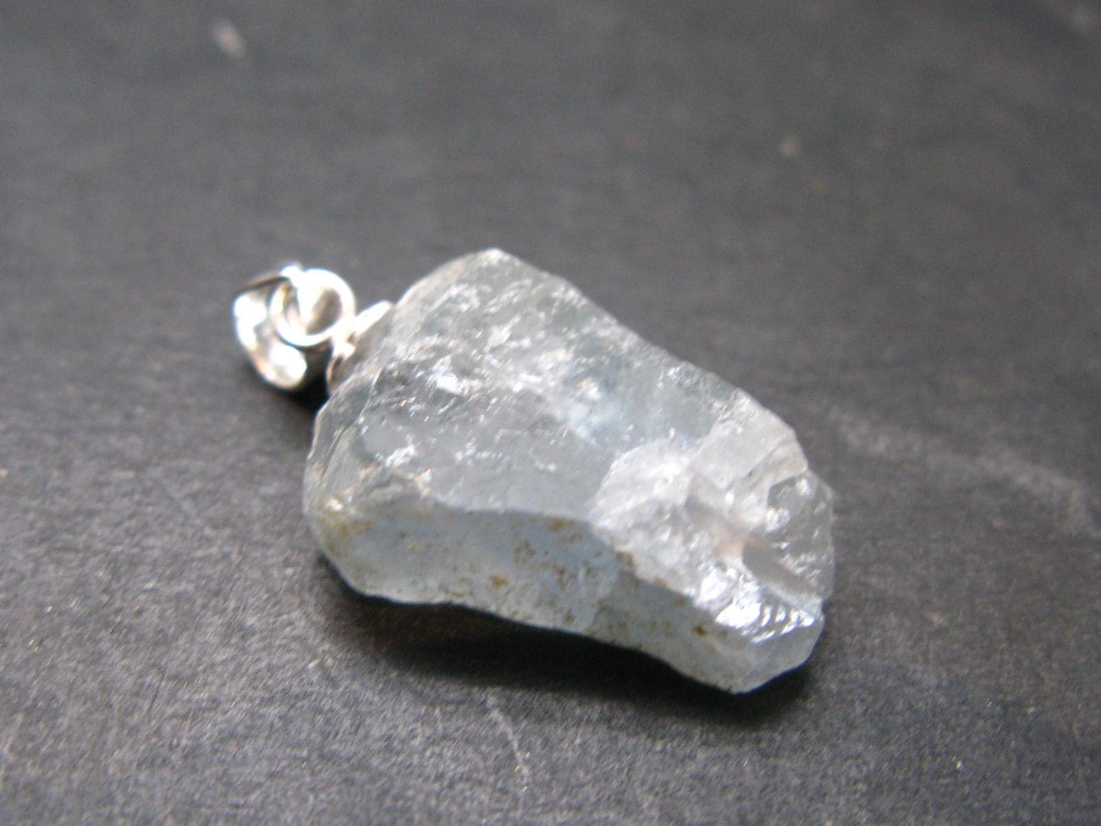 Natural Blue Celestite Celestine 925 Silver Pendant From Madagascar - 0.9" - 2.94 Grams