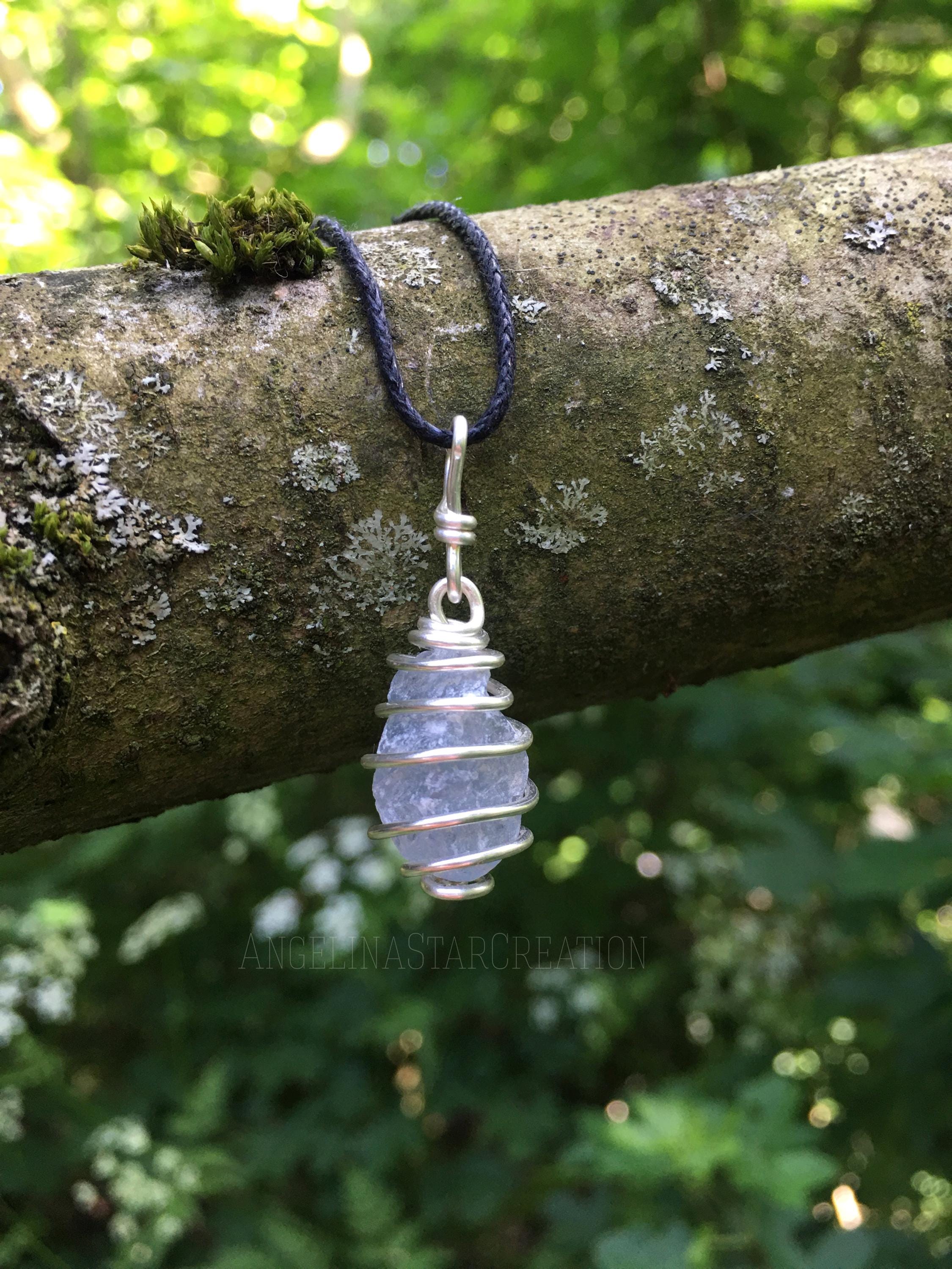 Raw Celestite Pendant Necklace: Blue Jewelry Raw Celestite Pendant Necklace: Blue Jewelry