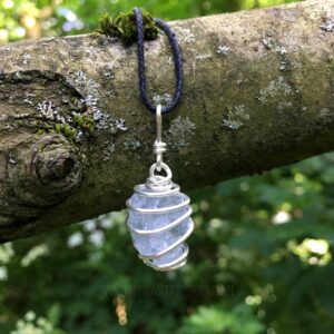 Raw Celestite Necklace: Wire Wrapped Crystal Pendant