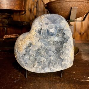 11lb Blue Celestite Heart Cluster: Natural Madagascar Celestine Geode