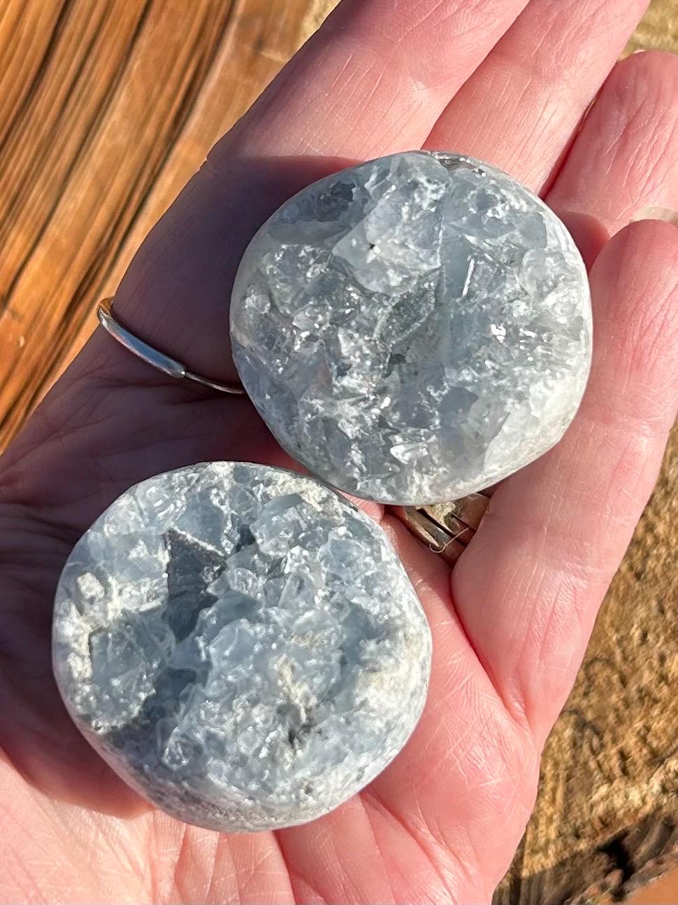 Blue Celestite Crystal Round Geode Cluster Stone Specimen Celestine