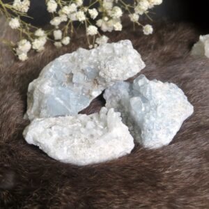 Blue Celestite - Raw Stones - You Get All - Chakra - Stones - Crystal Grid (rk37b22-05)
