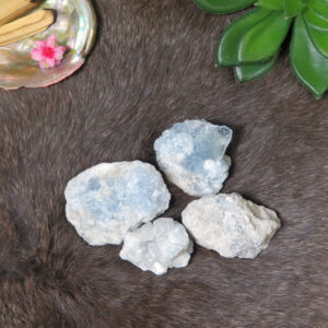 Blue Celestite - Raw Stones - You Get All - Chakra - Stones - Crystal Grid (rk37b22-03)