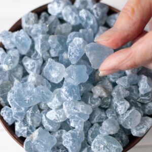 Celestite Crystal | Raw Blue Celestite Stone For Healing Or Rough Gemstone Jewelry | Celestite Meaning & Properties Card | Bulk Crystals