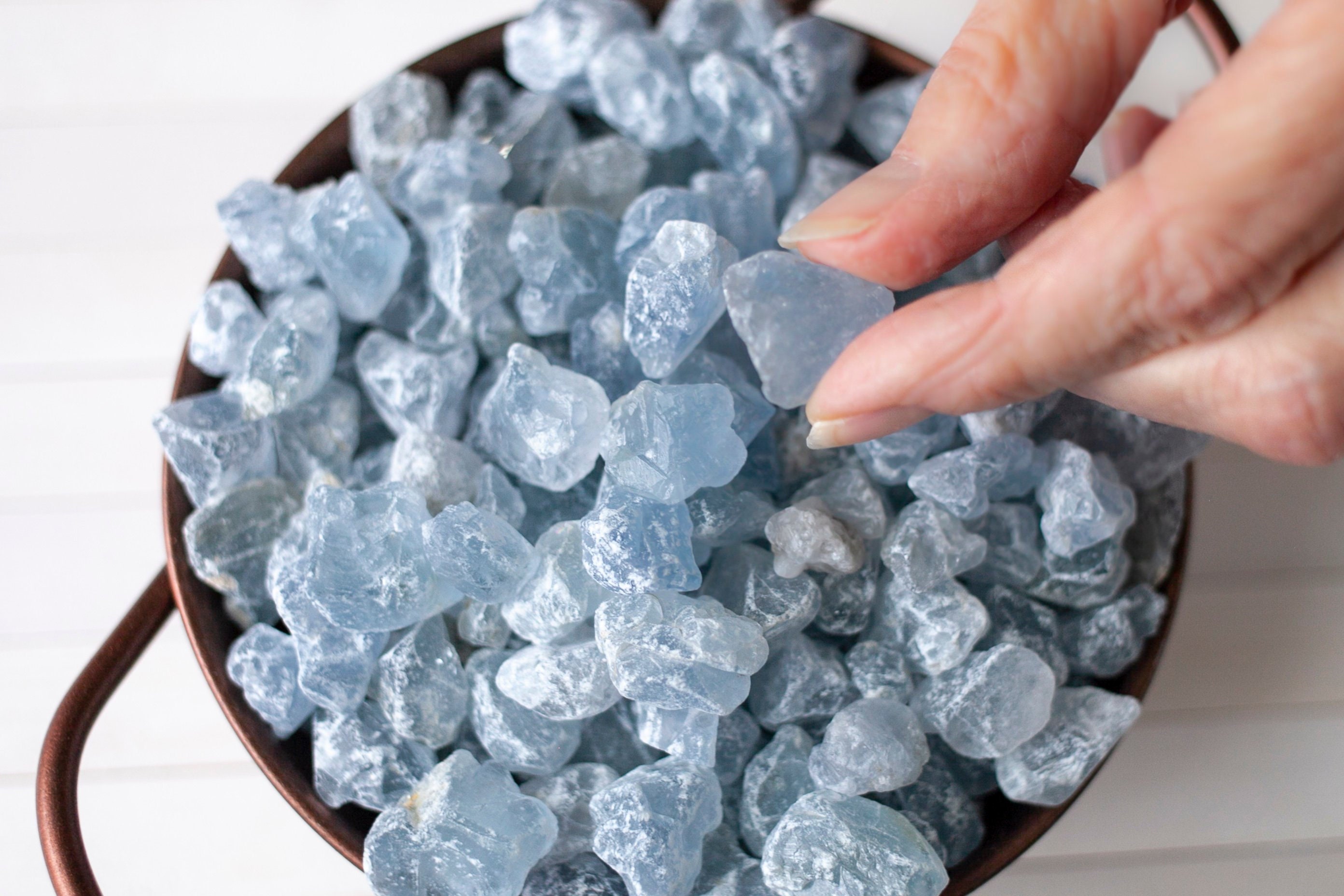 Celestite Crystal | Raw Blue Celestite Stone For Healing Or Rough Gemstone Jewelry | Celestite Meaning & Properties Card | Bulk Crystals