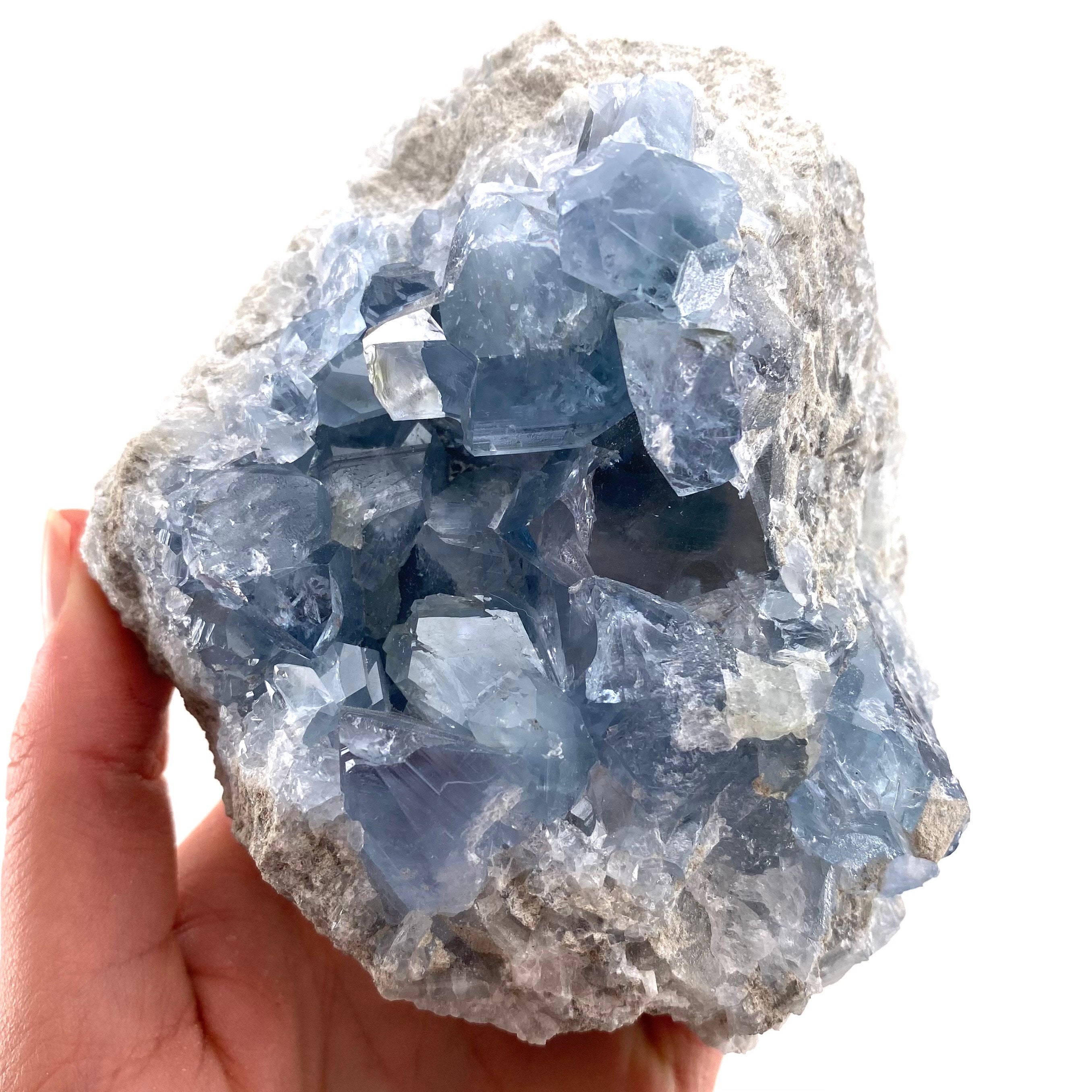 Raw Celestite Crystal Cluster | Natural Geode From Madagascar (1213g)