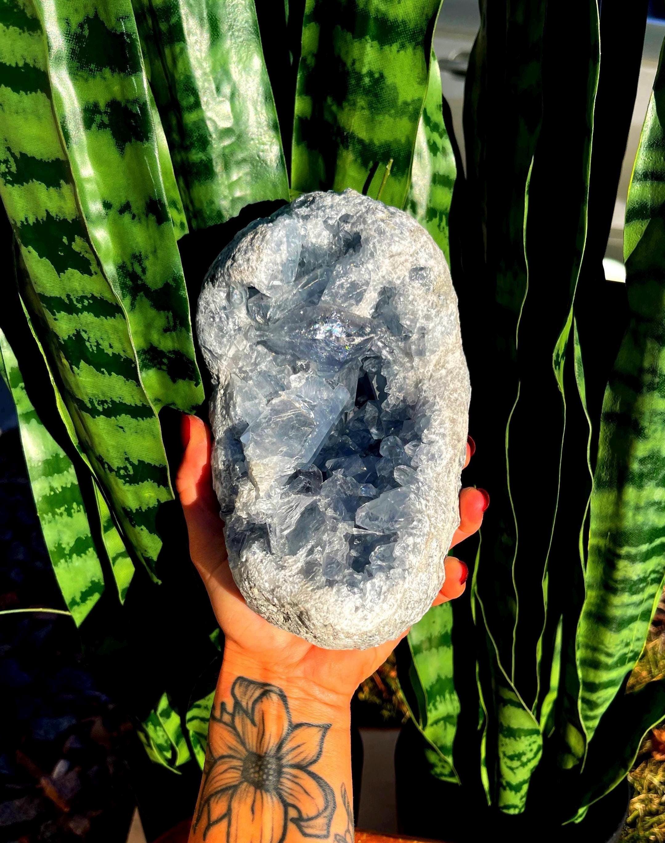Celestite Crystal Geode - Throat Chakra Crystal (healing Crystal)