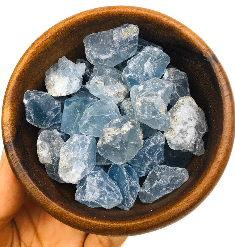 Raw Celestite Crystal Lot (100g): Mini Rough Blue Celestine Gemstones Raw Celestite Crystal Lot (100g): Mini Rough Blue Celestine Gemstones