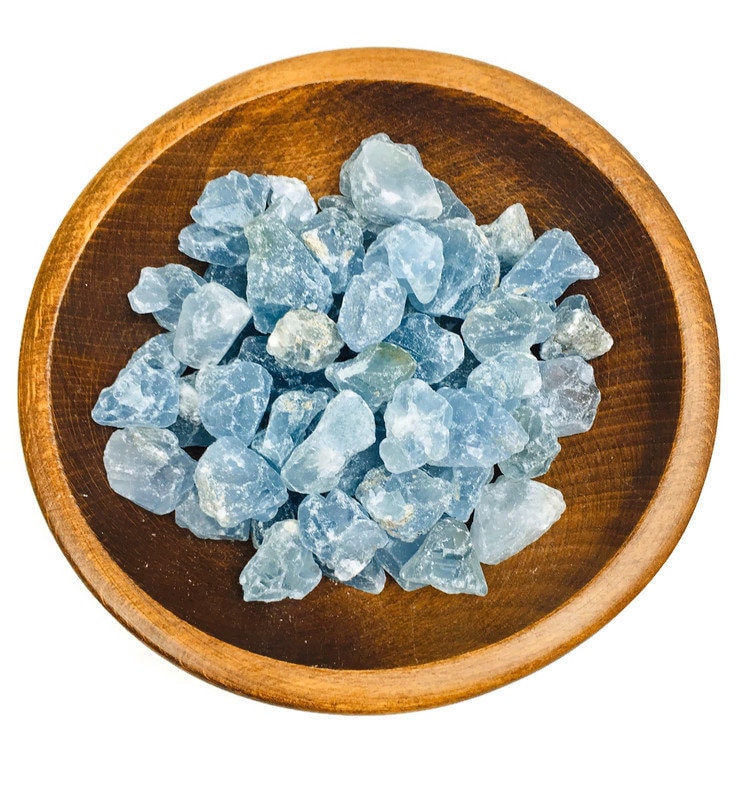 Raw Celestite Crystal Set Of 3: Rough Blue Celestine Mineral (12-20 Mm)